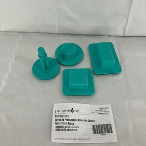 Pampered Chef Boat Press Set Aqua Blue Dough & Pastry Mold Kitchen Tool New